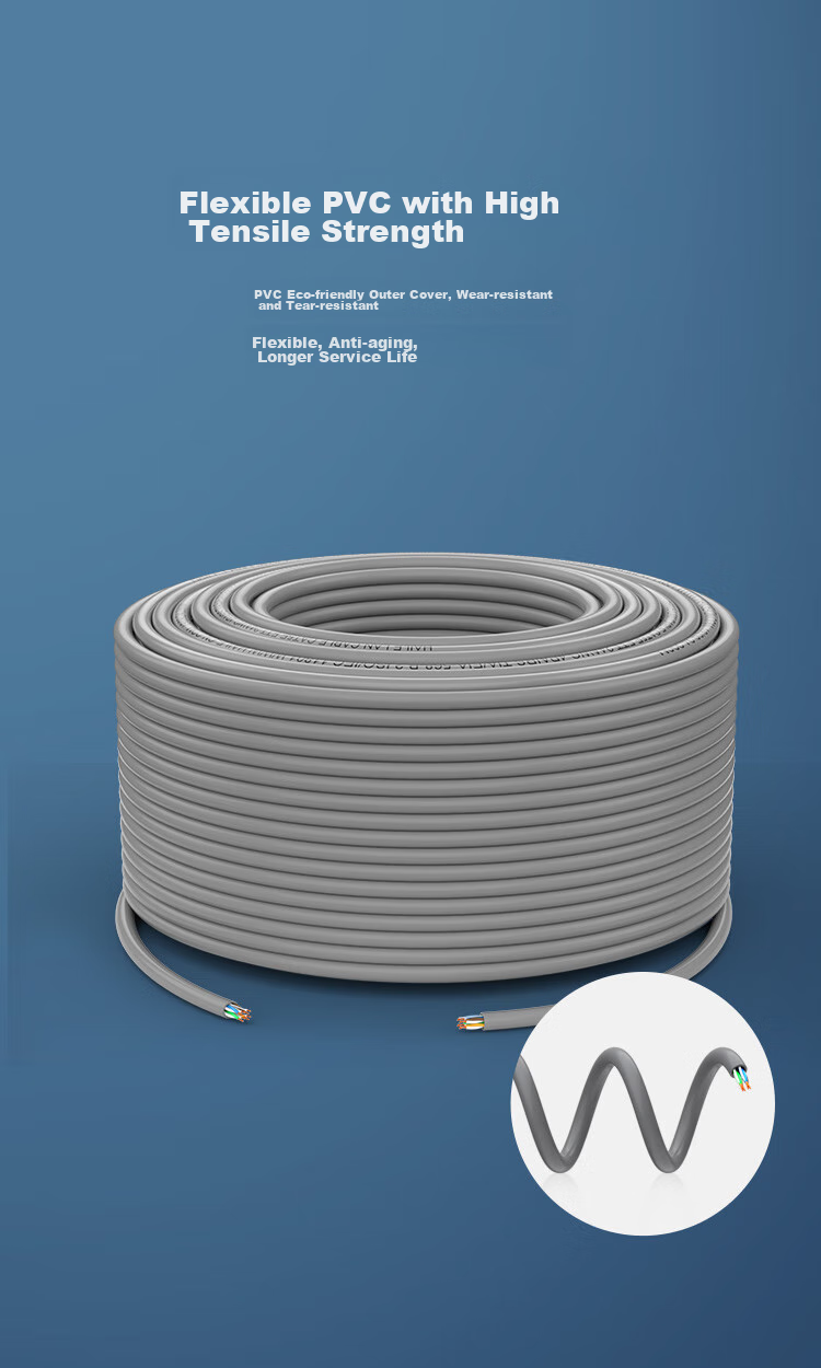 HAILE CAT5E Unshielded Twisted Pair Ethernet Cable, Gray, Oxygen-Free Copper, 0.5 Core, Supports POE Power Supply, Gray Color, 305 Meters 5