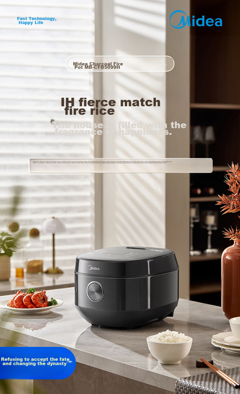 Midea 5L Rice Cooker, IH Heating, Sweet And Fragrant Iron Pot, Ten Functions Menu, Special Key to Easily Turn Off Power, MB-CFB5099H [ZMD Safe Series] 1