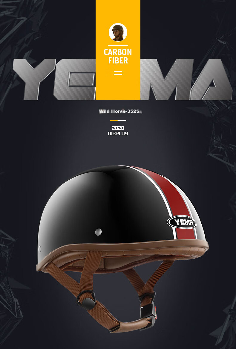 YEMA 3C Certified 352S Electric Motorcycle Helmet Men's Retro Half Helmet Electric Scooter Safety Helmet Women's Four-Season Lightweight Summer One Size Khaki White 1