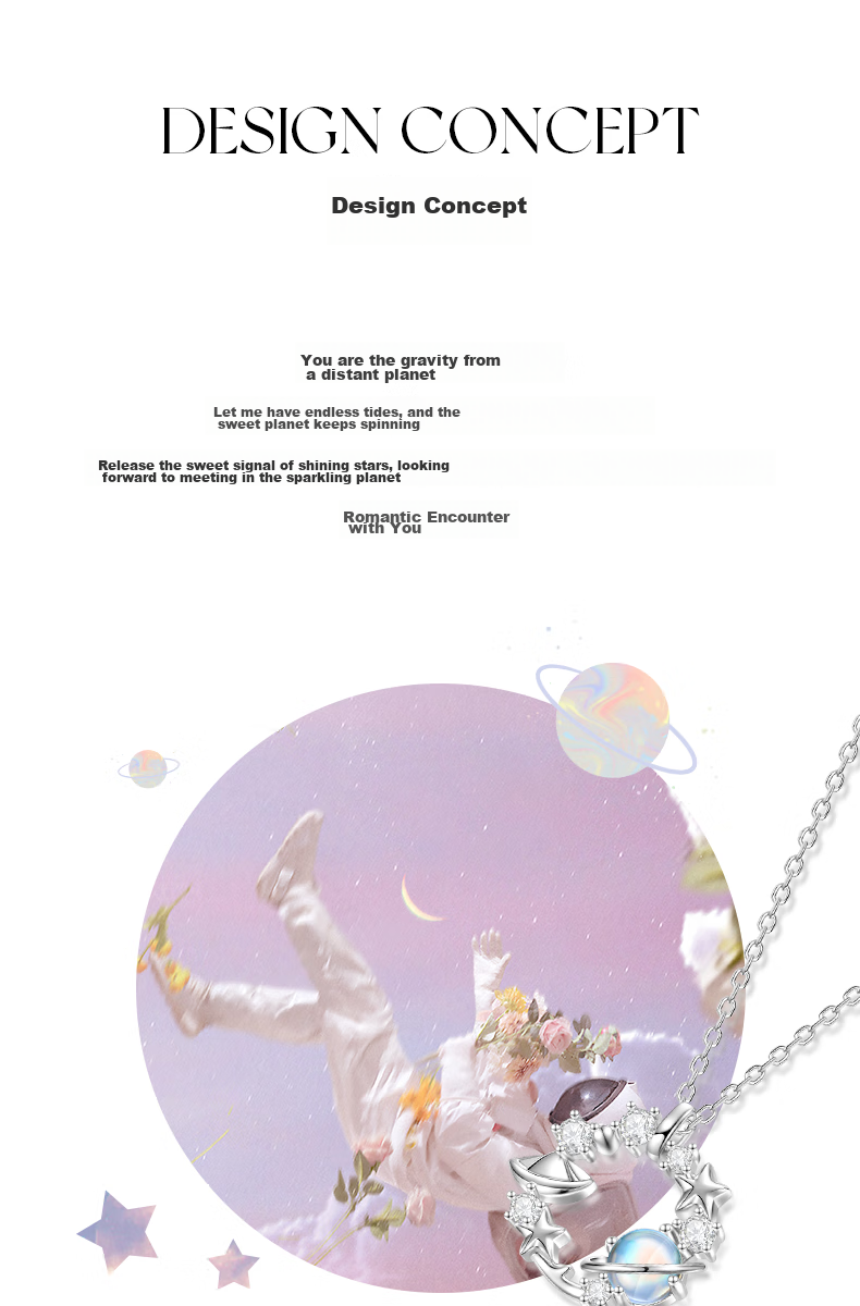 Fanci Romantic Planet Necklace for Women with Silver Planet Pendant, Luxurious High-End Birthday Gift for Girlfriend 2