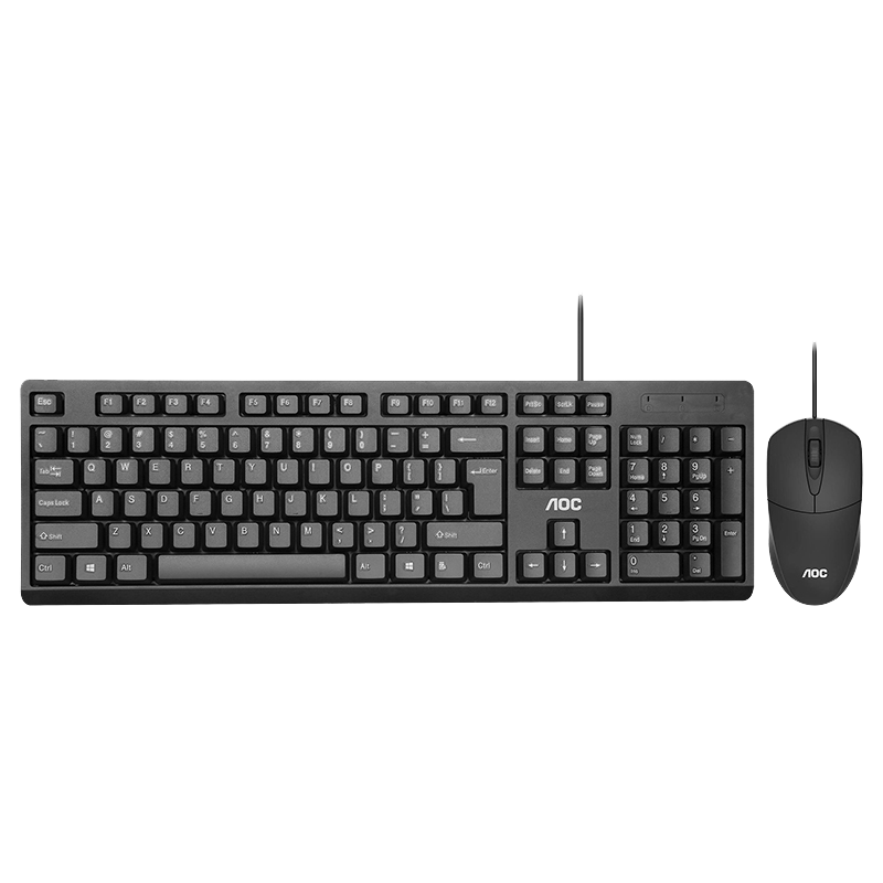 AOC KM160 Keyboard And Mouse Combo Wired Keyboard And Mouse Set Full-Size Business Office Anti-Splash Laptop Keyboard Black