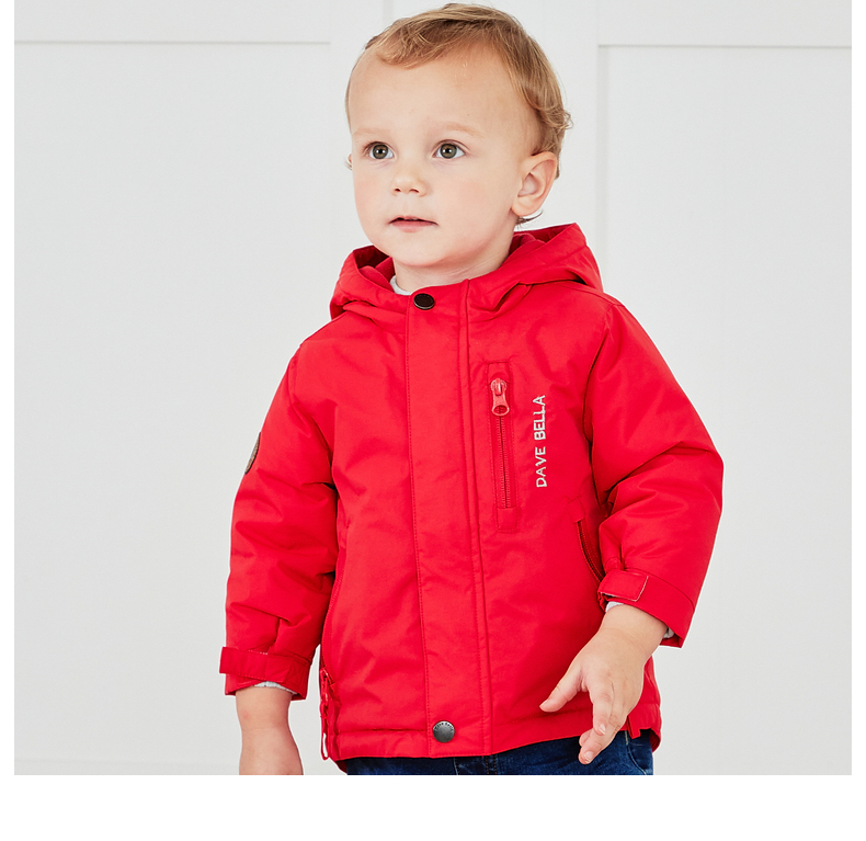 DAVE & BELLA Kids Cotton Padded Jacket Girls Winter Coat Boys Thickened Hooded Cotton Coat 5