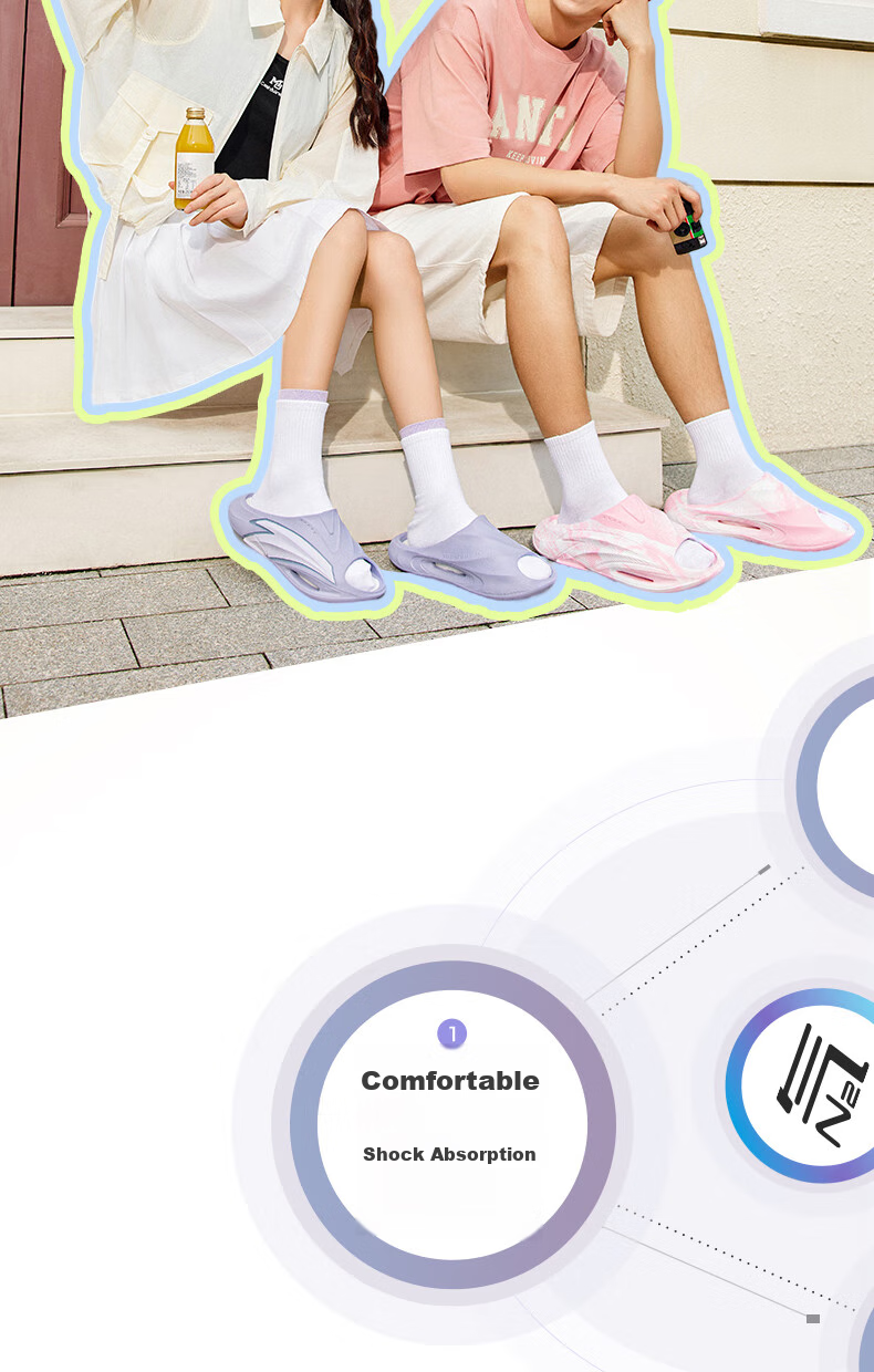 Anta Nitrogen Bubble Slippers Beach Sandals Men's Indoor Lightweight Soft Sole Outdoor Casual Basketball Slides 13