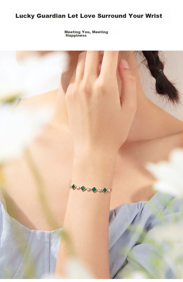 Grace Girl Four-Leaf Clover Bracelet for Women, Rose Gold Jewelry, Practical Anniversary Birthday Gift for Girlfriend 2