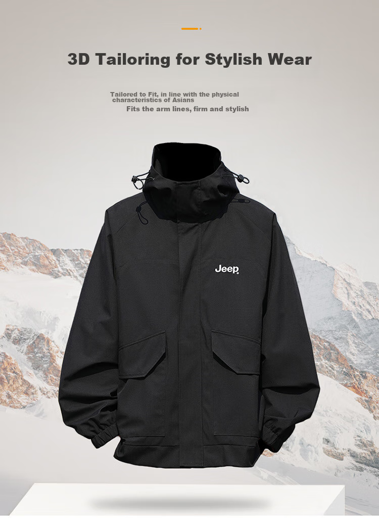 JEEP Men's Jacket, Spring And Autumn Outerwear, Loose Casual Workwear, Windbreaker for Men And Women, Couples' Clothing, Black, Size S 6