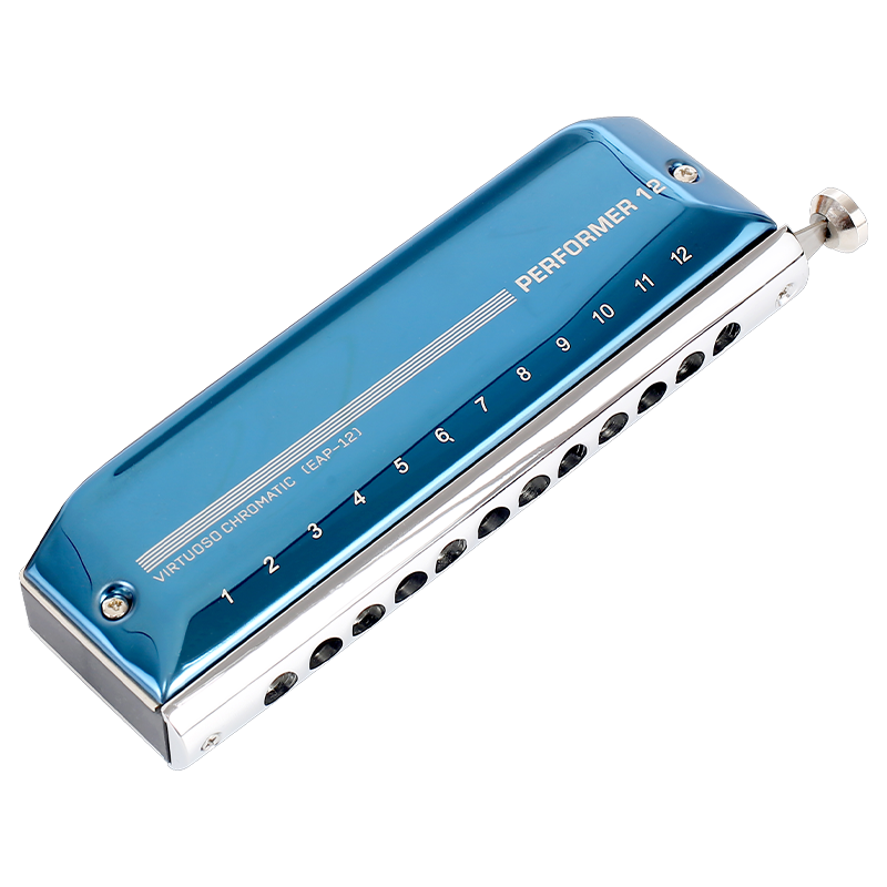 EAST TOP EAP-12 Professional 12-Hole 48-Key Chromatic Harmonica, Plastic Case, Blue, for Advanced Performance