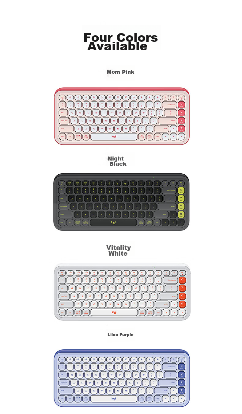 Logitech POP ICON KEYS Bubble Keyboard Bluetooth Office Keyboard Wireless Keyboard AI Portable Keyboard Laptop Keyboard Purple 85 Keys 3