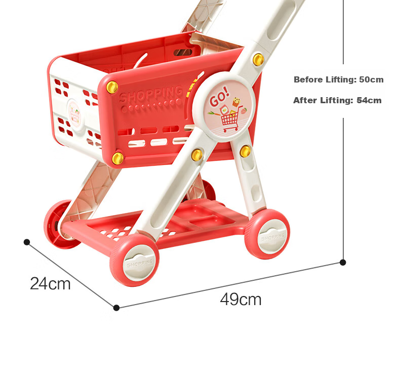 Dimoarch Shopping Cart Toy, Children's Pretend Play Storage, Realistic Fun Pushcart Simulation, Supermarket Vegetable And Fruit Set, 30 Pieces 17