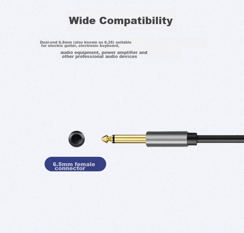 Beishanque 6.5mm Audio Cable, 3 Meters, 6.35 Large Two-Core Male to Male Connection Cable, Recording Cable, Speaker Amplifier Electronic Keyboard Drum Mixing Console Adapter Cable, BSQ-K208 5