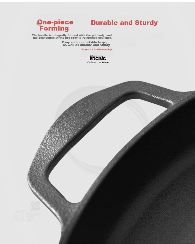Dianjiang Cast Iron Frying Pan, Flat Bottom Pan, Outdoor Barbecue Plate, 34cm Uncoated Iron Plate, Grilled Meat And Steak Pan, Pancake Griddle 7