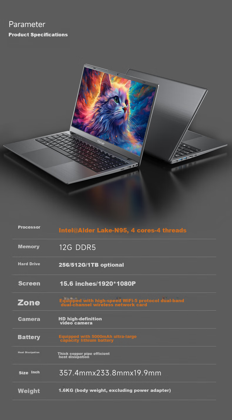 Fangzheng 2026 New i3 Lightweight Laptop 15.6" 8GB RAM 128GB SSD High-Performance Business Travel Study Entertainment All-in-One Notebook 20