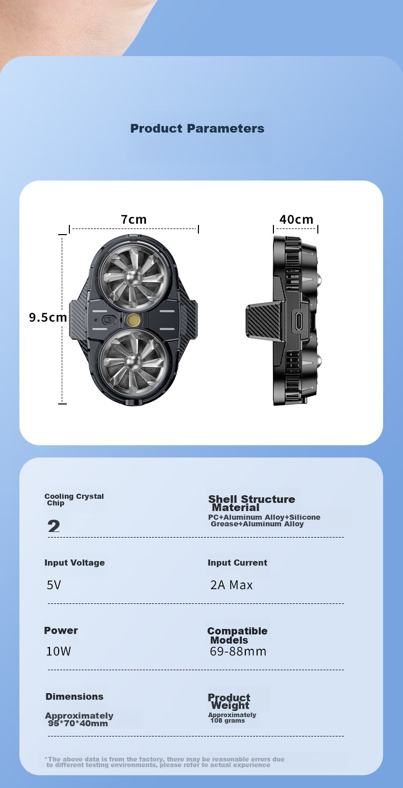 CangHua [Dual-Core Cooling | Live Streaming Special] Phone Cooling Pad Semiconductor Heat Dissipation Back Clip for PUBG Mobile, Peace Elite, Honor of Kings, Suitable for Apple, Huawei, Black Shark 18