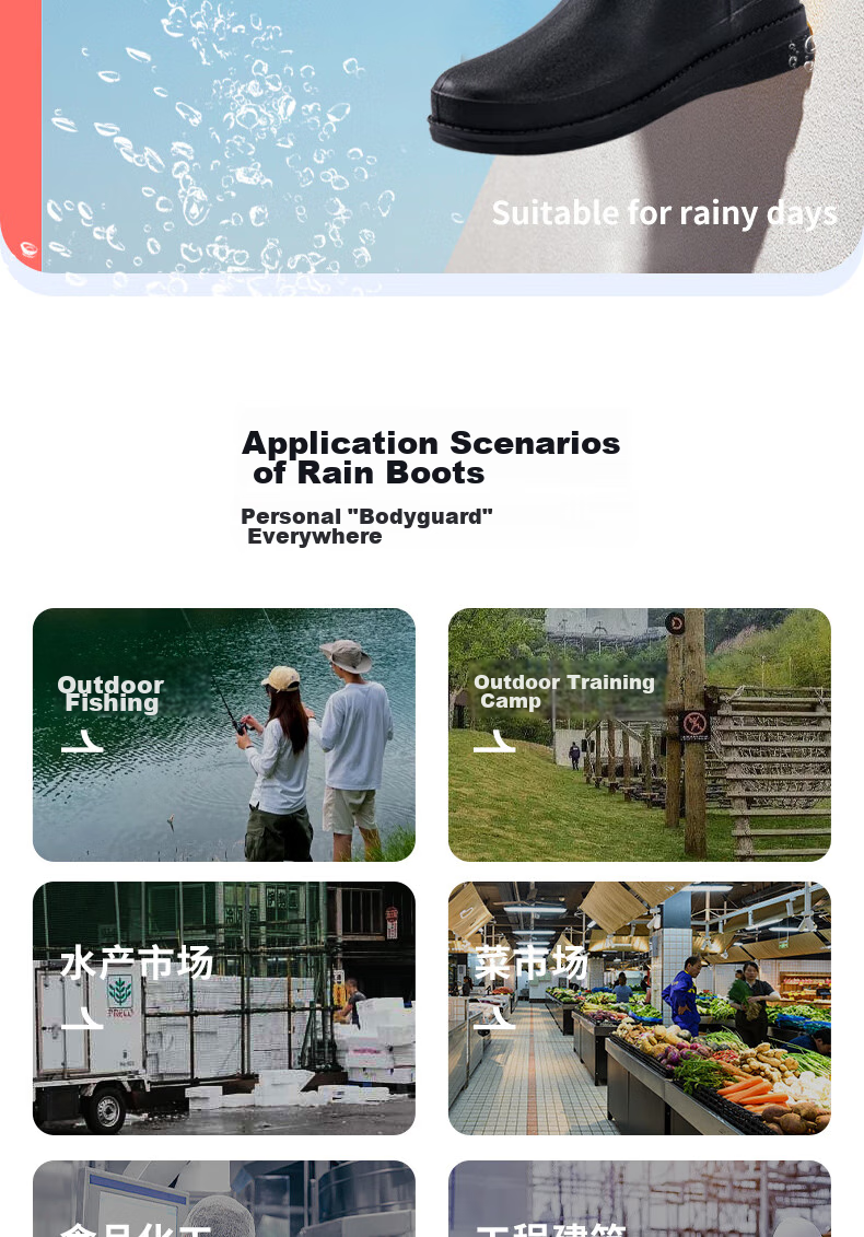 Lanoudun Rain Boots for Men And Women, High-Top Waterproof Shoes, Outdoor Non-Slip Rubber Shoes, Wear-Resistant Rain Boots, Overshoes YX1009 Size 40 2