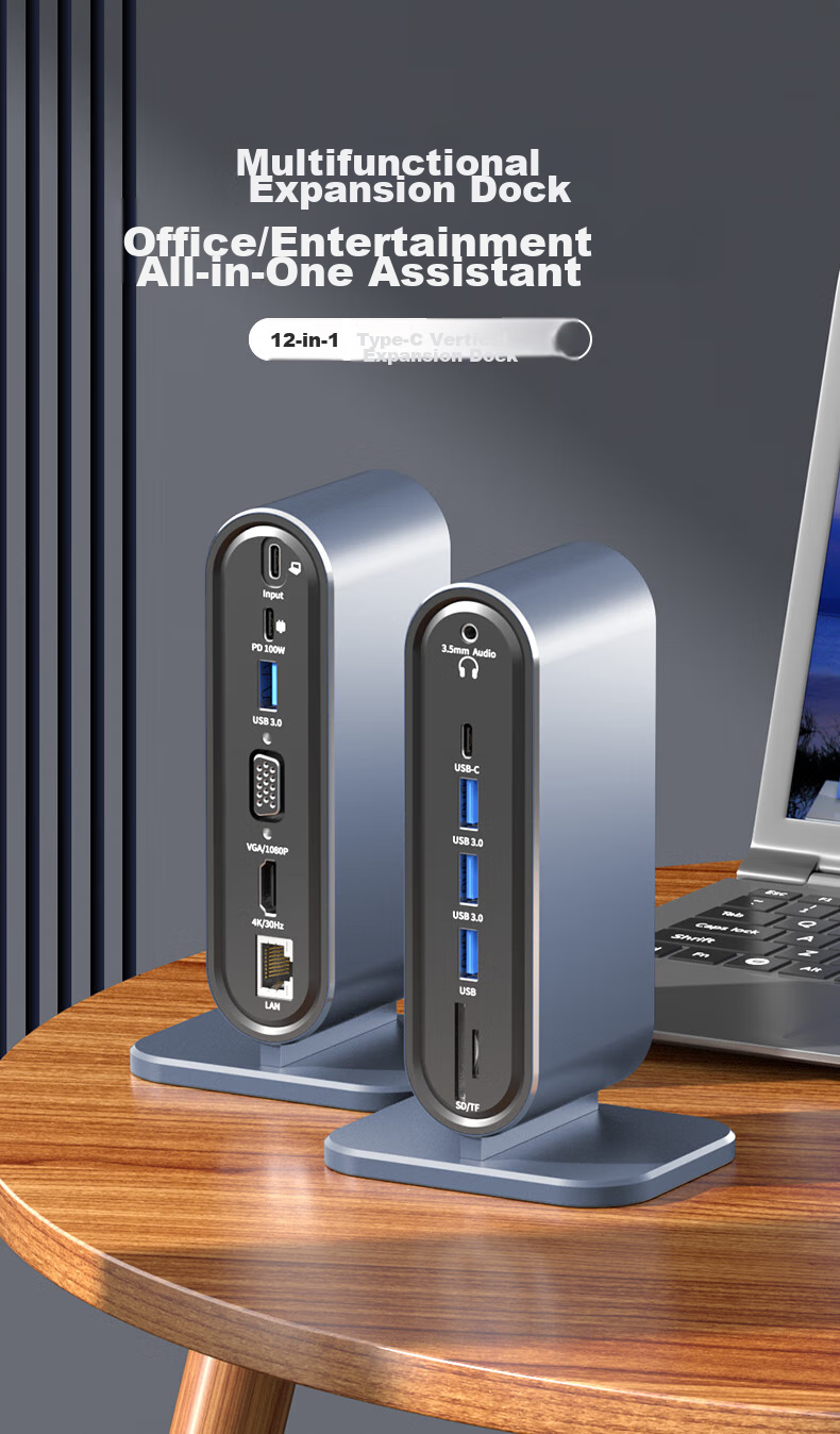 Acer Type-C Vertical Expansion Dock HDMI/VGA HD Screen Mirroring 4K Gigabit Ethernet Port Adapter USB Hub Compatible with MacBook Huawei Laptops Expansio 1