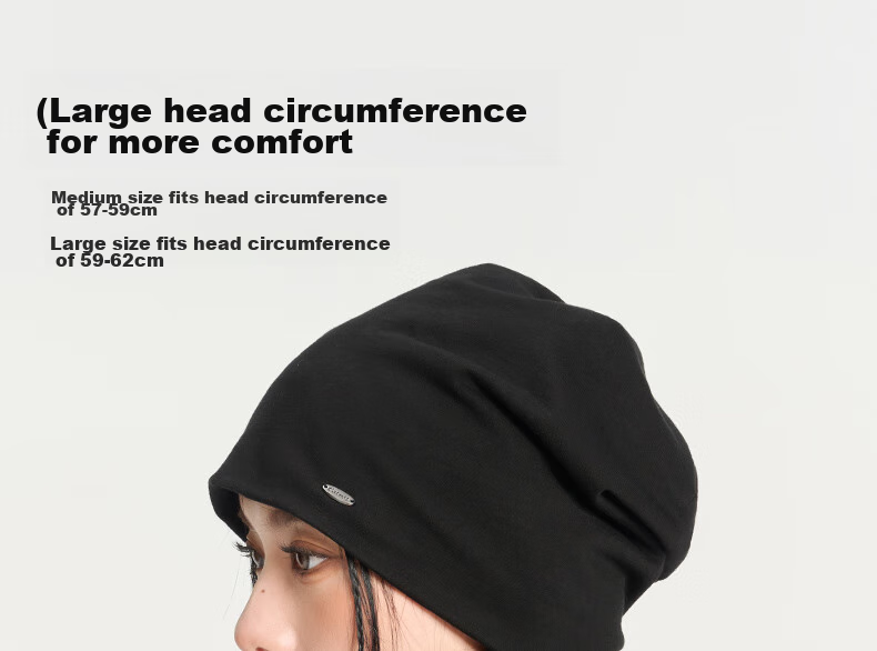 CACUSS Women's Postpartum Hat, Spring And Autumn Cotton Sleep Cap, Thin Head Wrap, Slouchy Hoodie, Cold Weather Cap, Black Medium 15