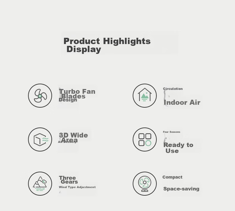 VCJ [German Brand] Air Circulation Fan, Electric Fan for Home Use, Desktop Fan, Energy-Saving, Quiet Operation, Mechanical Knob, Oscillating Head, 3m Cord, DQ212R 2