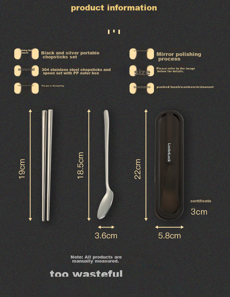 LOCK&LOCK Rabbit Portable Chopsticks And Spoon Set, Stainless Steel Chopsticks And Spoons, Student Cutlery, Pocket Chopsticks Box, Detachable And Easy to Clea 6