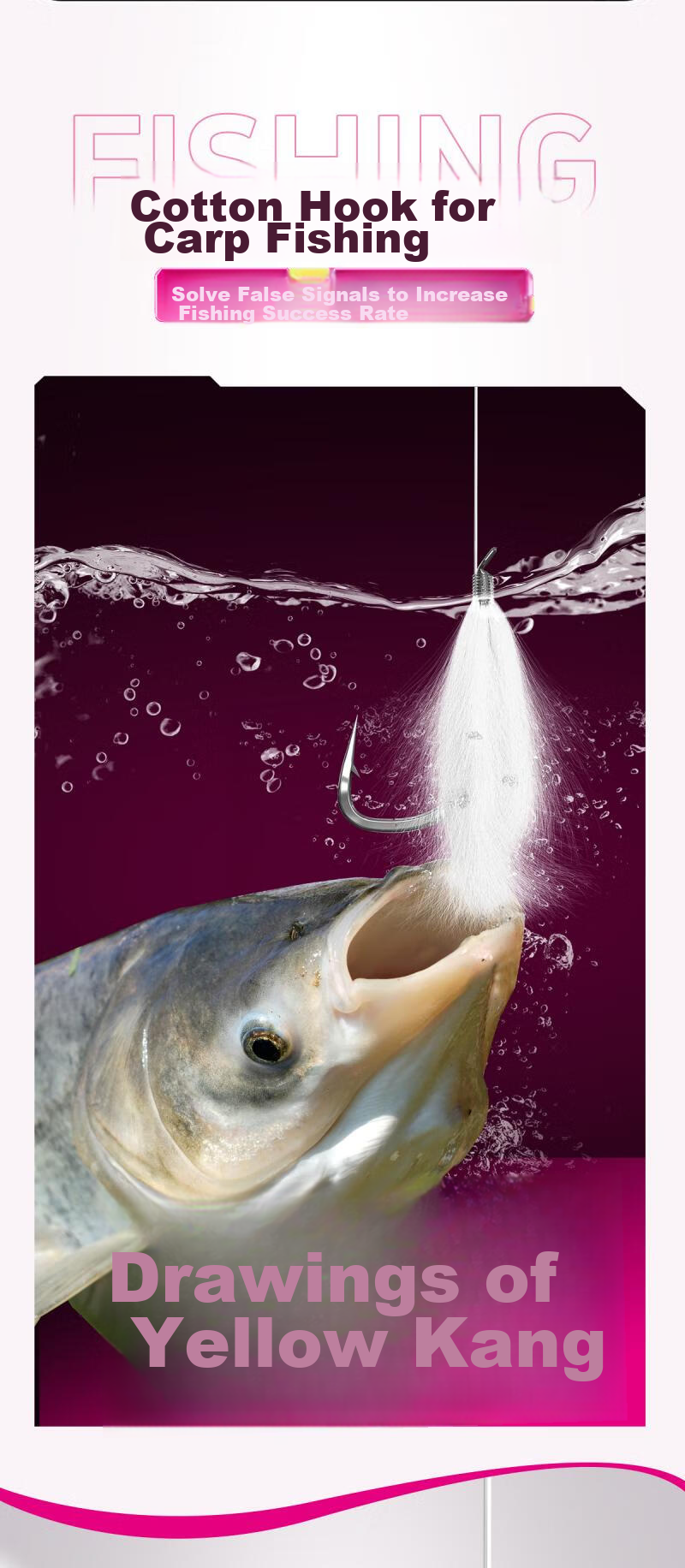Xiaofengxian, Carp And Snakehead Cotton Spring Hook Fishing Set, Finished Product with No. 10 Hook And 3# Line, Iseni Double Hook *10 Sets 4