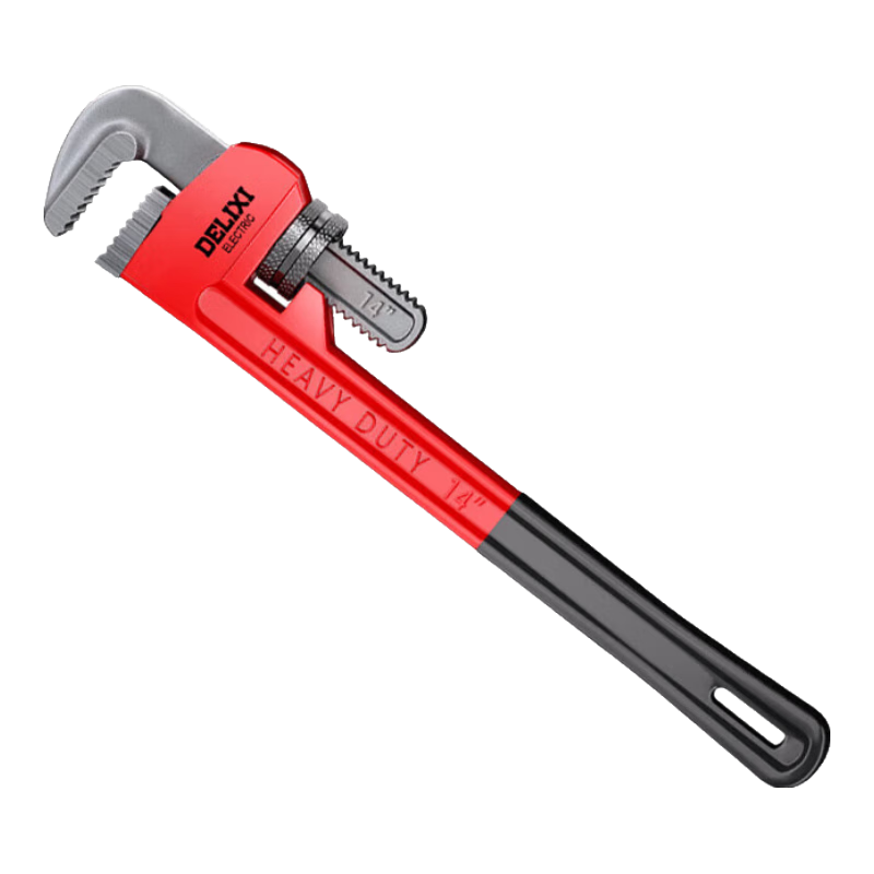 DELIXI ELECTRIC Pipe Wrench, Pliers for Pipes And Water Pipes, Multi-Functional Self-Tightening Reinforced Plastic-Coated Pipe Wrench, 14 Inches