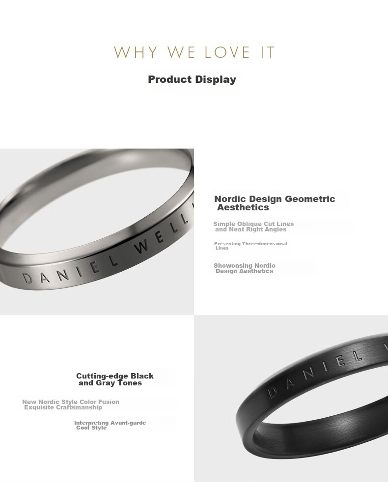 DanielWellington DW Ring for Women, Classic Couple Rings in Space Gray, Size 56, DW374 Birthday Gift for Girls 5