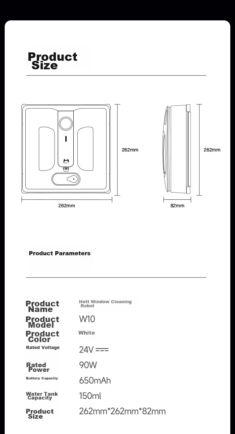 Hete Window Cleaning Robot W10 [2.0 Fully Upgraded Water Wash] Fully Automatic Variable Frequency Glass Cleaner for High-Rise Exterior Windows, Home Use Glass Cleaning Tool, Window Cleaning Device for Large Apartments with Edge Cleaning Functio 29
