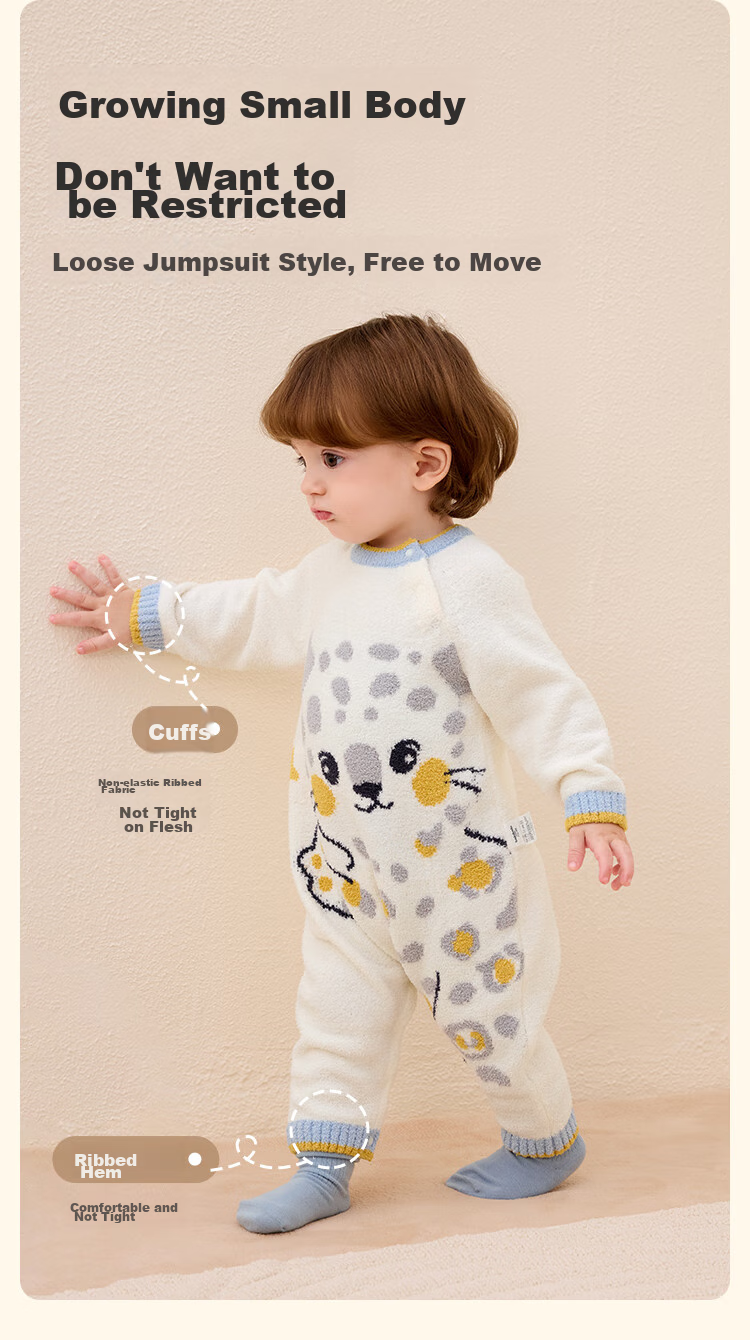 BALABALA Children's Clothing, Baby Romper, Newborn Onesie, Warm Half-Fleece Winter Outfit, Soft And Cute, 209425133201 7