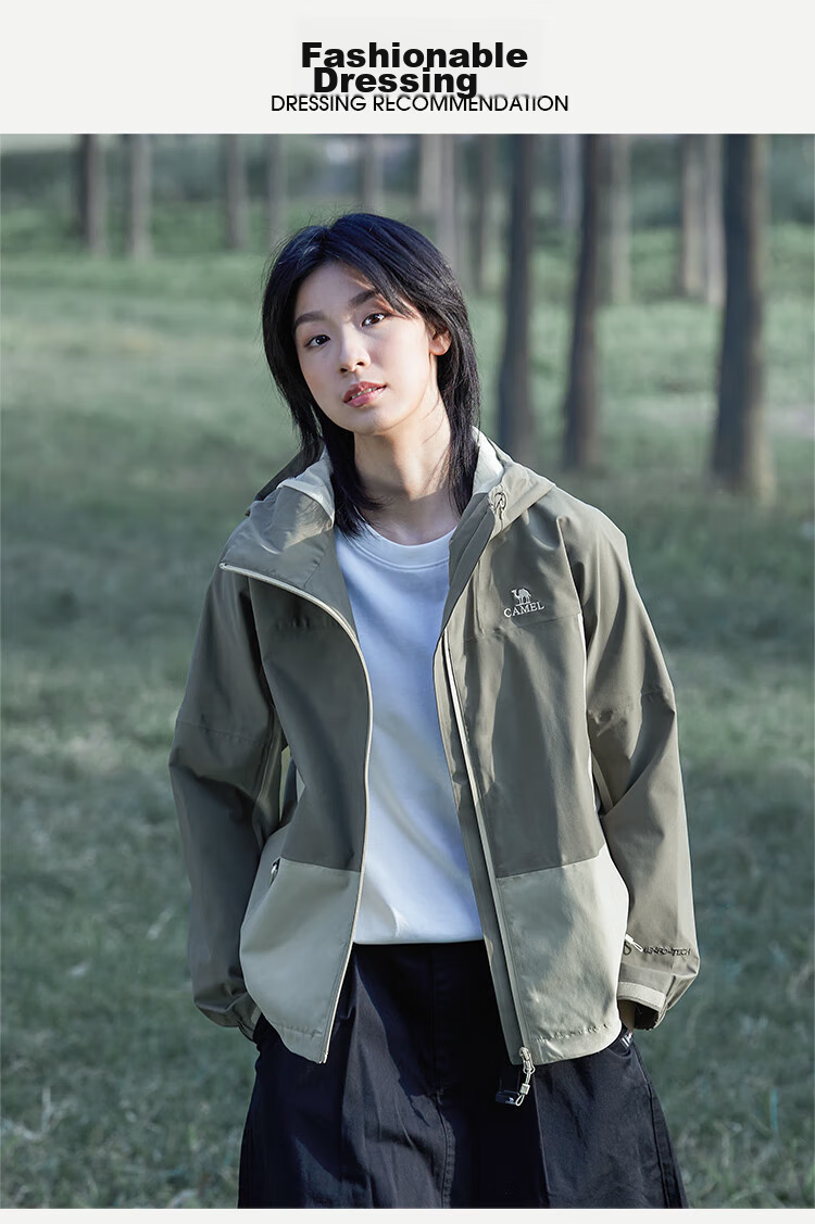 CAMEL [Yunchuan] Outdoor Mountain-Style Windproof And Waterproof Jacket, Men's Single-Layer Coat, Women's Color-Block Outdoor Camping Jacket 3