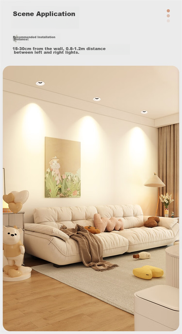 NVC LED Spotlight, Living Room Hallway Background Recessed Anti-Glare Small Hill Aluminum Material, 7W Tri-Color White Cup [Lianhua] 11