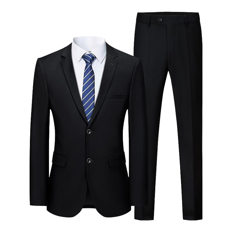 ROMON Men's Business Slim Fit Suit Jacket Professional Formal Wedding Blazer 2318 Black 2XL