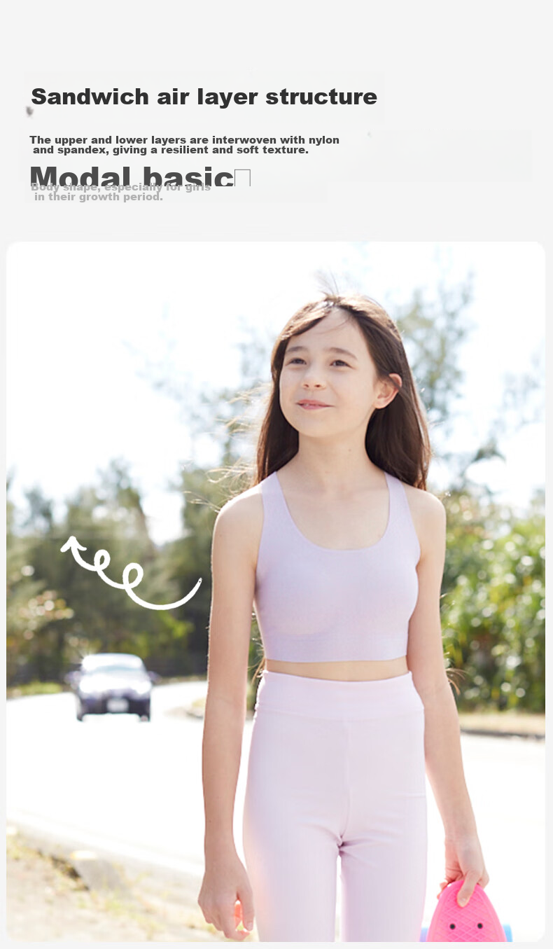 Like UU Girls' Sports Bra, Girls' Training Bra, Children's Underwear, Student Middle School Vest-Style Bra for Puberty Girls 3