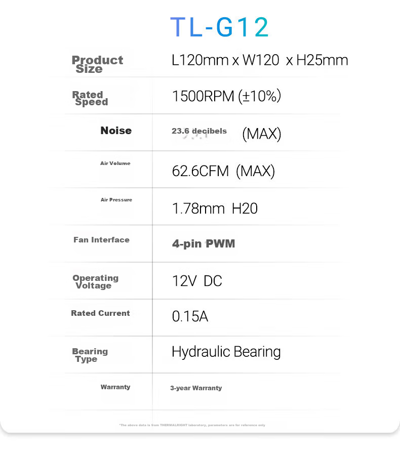 Thermalright TL-G12 Gray 12cm Case Fan, Hydraulic Bearing, 4PIN PWM Fan, Daisy-Chained PWM Connector, 1500 RPM Speed Adjustable Fa 7