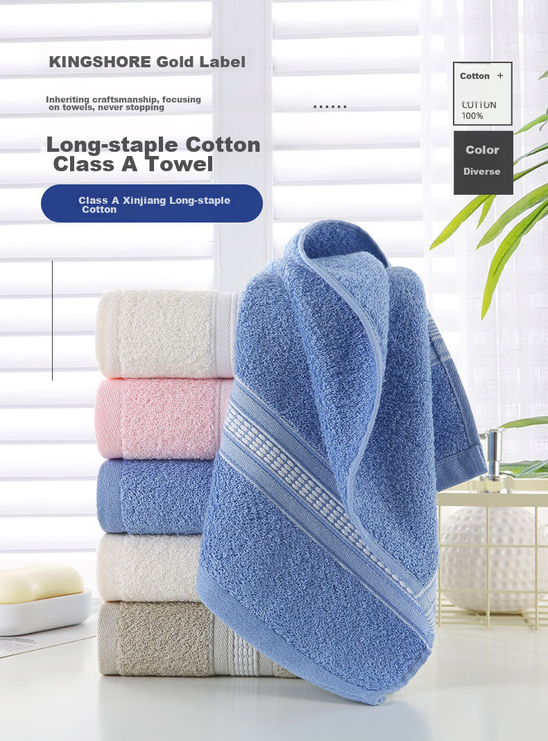 KING SHORE Pure Cotton Towels, Soft And Highly Absorbent Face Towels, Home-Use Grade A Pure Cotton Sports Towels, 2-Pack, Blue/red 1