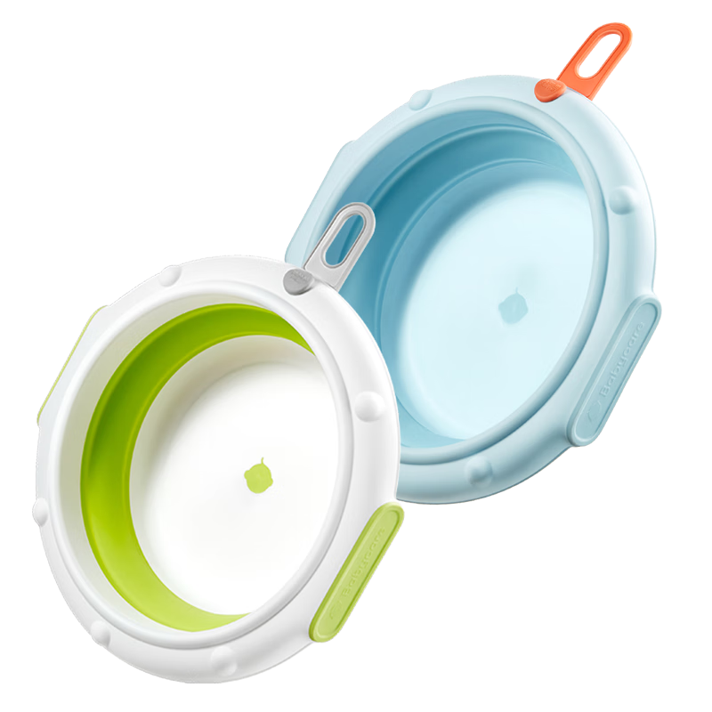 Babycare Foldable Baby Washbasin with Hanging Hook, Starship Design, 2-Piece Set: Face Washing + Bottom Washing