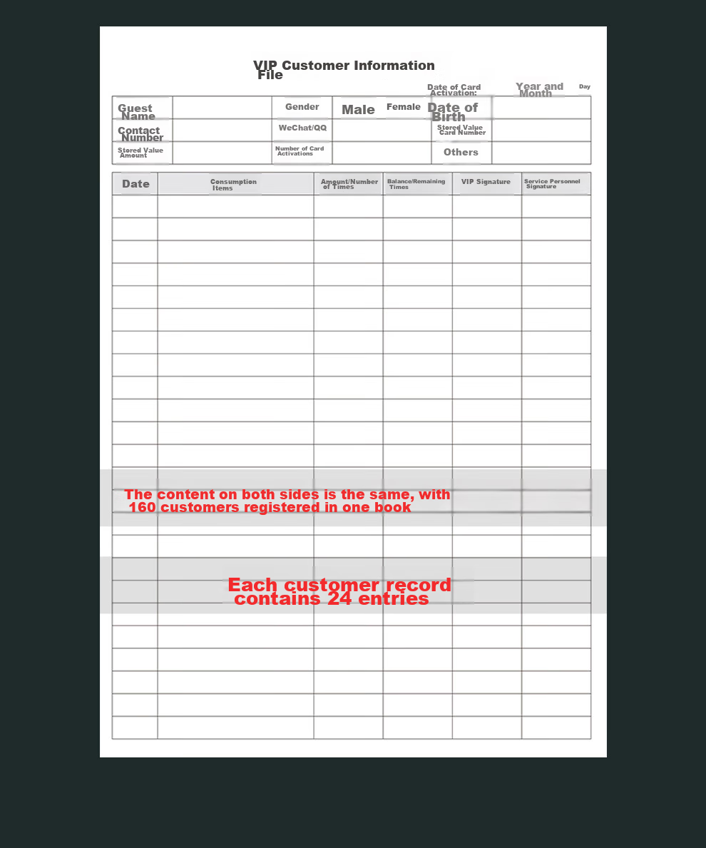 Jiaranheng Member Registration Book, Beauty Salon Customer File A4, Client Management Manual, VIP Information Registration Form, Hair Salon Manicure Eyelash Customer Record Book, Customized, Premium Light Gray 5