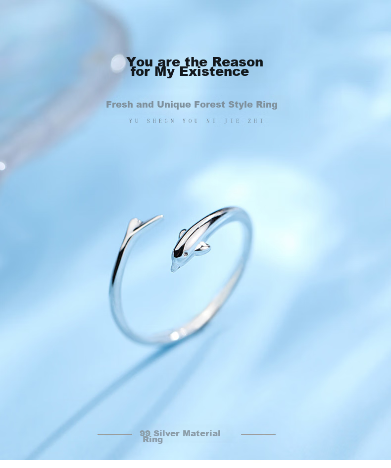 Dijing 925 Silver Ring for Women, Adjustable Size, Korean Style Fashion Jewelry, Single Tail Ring, Finger Ring for Girls, Simple Desig 1