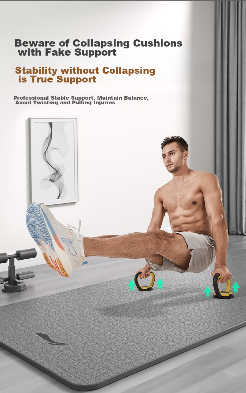 Li-Ning Yoga Mat, TPE Material, for Men, Thickened, Wide, Professional Non-Slip, for Jump Rope Exercises, Sports Mat, Quiet And Shock-Absorbing, Gray Color 7
