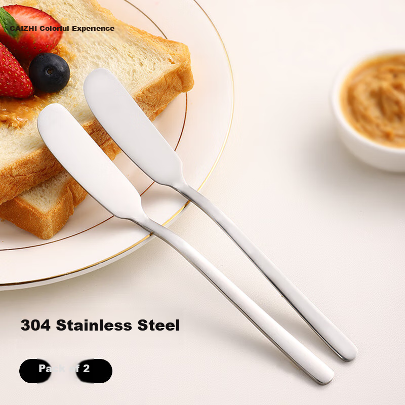 CAIZHI 304 Stainless Steel Butter Knife, Cheese Knife, Cheese Grater, Jam Knife, Set of 2, CZ6659