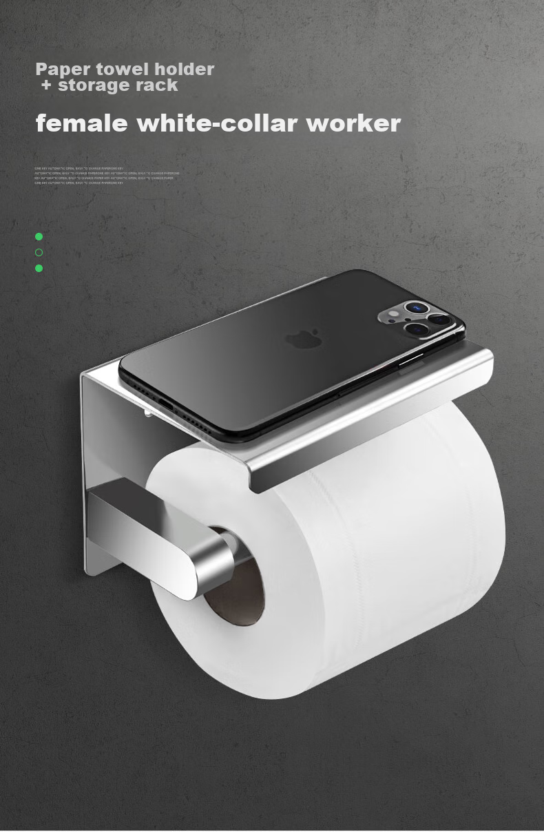 KEGOO Bathroom Toilet Paper Holder with Storage Shelf, Toilet Tissue Box, 304 Stainless Steel K220817 10
