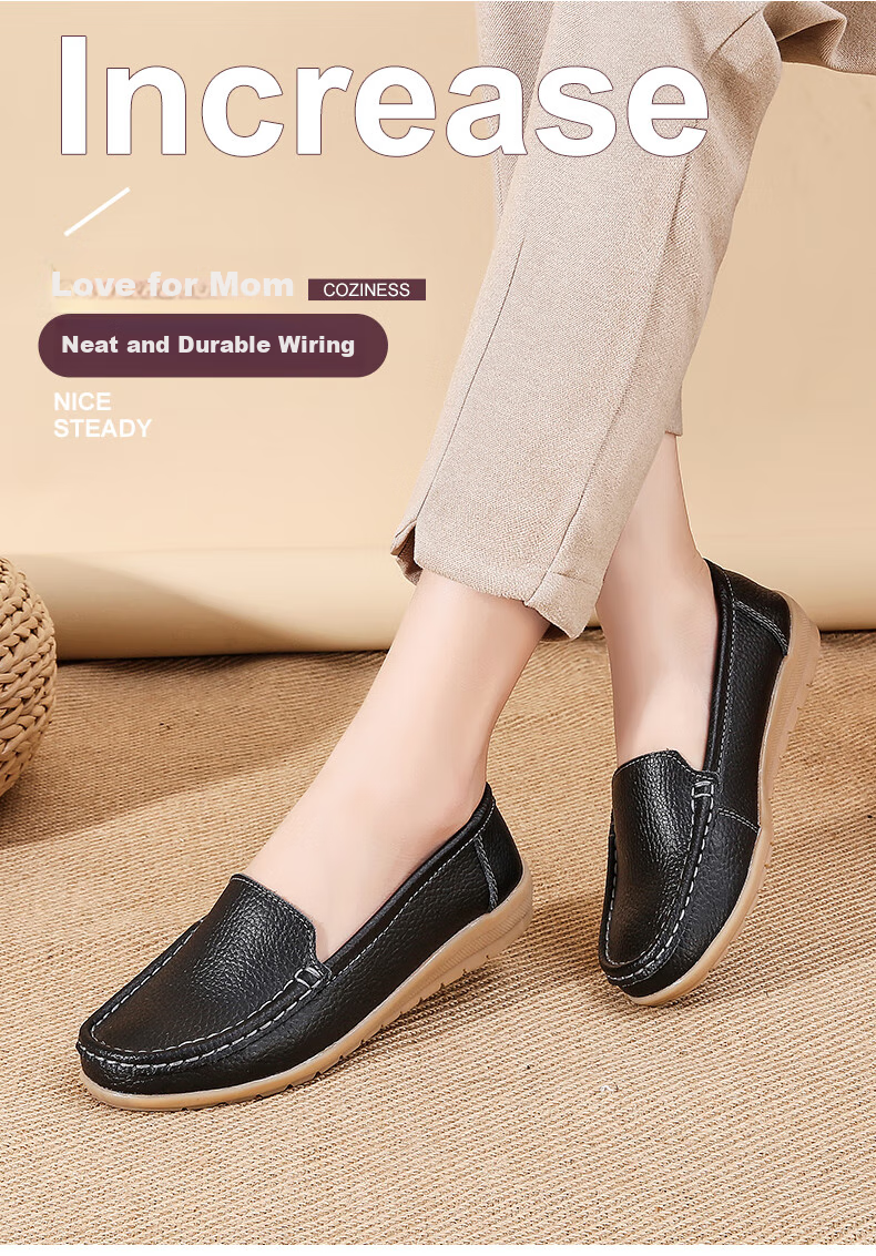 CARTELO Women's Shoes, Mom Shoes, Fashionable Nurse Leather Shoes, Soft-Soled Comfortable Flats, Women's Shoes, 1443 Black, Size 35 3