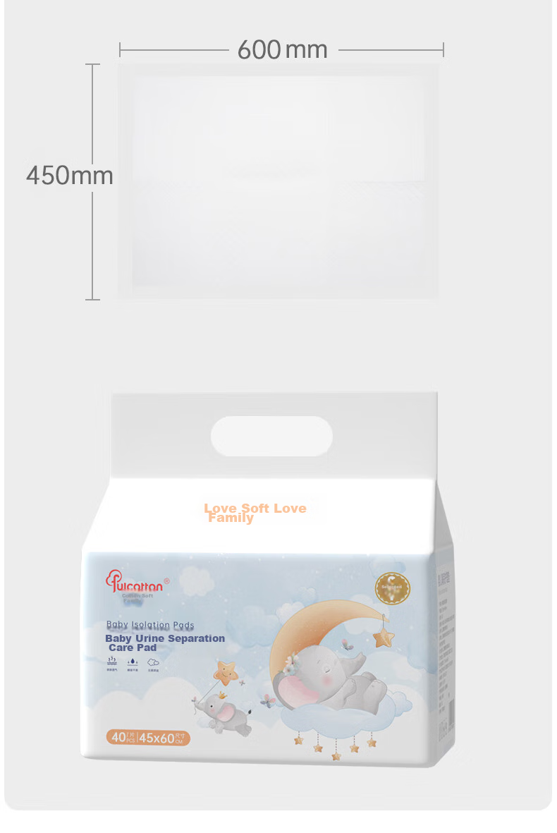 FulCotton Disposable Baby Diaper Changing Pads, 40 Pieces, 45*60cm, Newborn Absorbent Non-Leaking Diaper Pad, Bed Sheet Nursing Pad 12