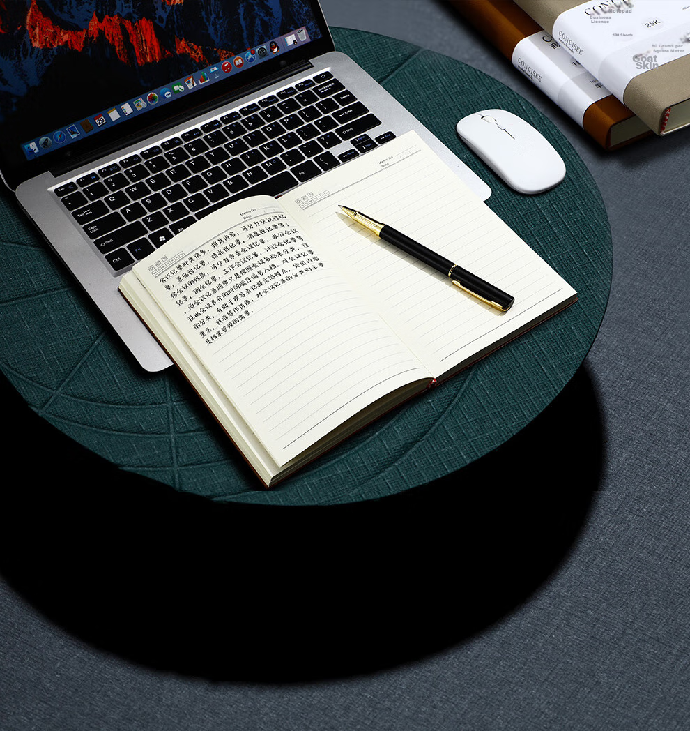 Longe 360-Page Thickened Notebook, Business Sheepskin Journal, Leather Diary, Notepad, Stationery, Meeting Record Book, Customizable Logo, A5 Light Gray 18