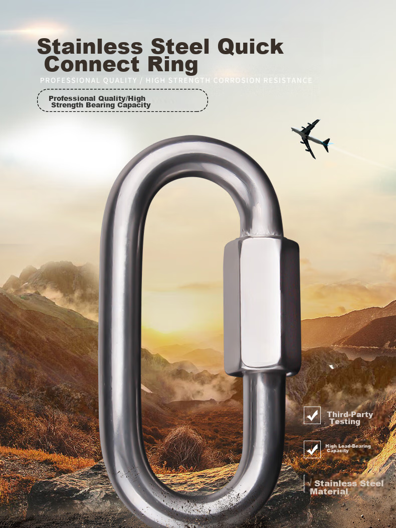 Locroyon 988 Stainless Steel Quick Link Carabiner Nut Lock Climbing Chain Connector Descender Rock Climbing Main Lock 1