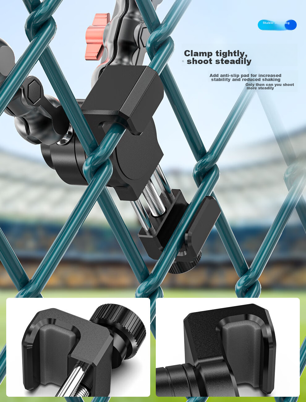 SUREWO Action Camera Mount Bracket Compatible with GoPro Insta360 DJI Action6/5, Fixed Bracket for Basketball Volleyball Tennis Badminton Shooting DSLR Cameras 6