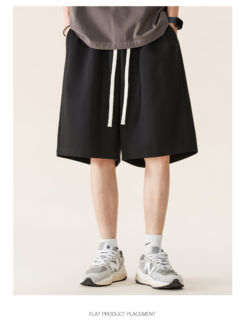 NASA GISS Men's Summer Sports Shorts Loose Fit Breathable Quick-Dry Mid-Length Pants Black 3XL 6