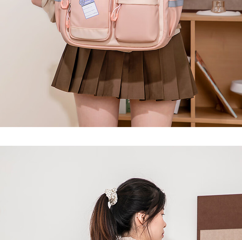 ZUONU Middle School Backpack for Girls And Boys, Lightweight Spine Protection High School Backpack with Large Capacity, Wear-Resistant And Tear-Resistant Travel Backpack Rice Dumpling Color 10