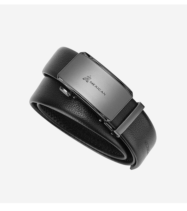 MEXICAN Men's Leather Belt with Automatic Buckle, Genuine Top-Grain Cowhide Business Waistband Casual Trouser Belt Birthday Gift for Men And Fathers 24
