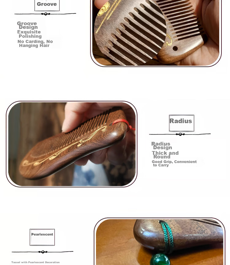 Abaoli Wooden Comb, Teacher's Day Gift, Practical Present for Teachers, Mothers, Wives, Girlfriends, Birthday Gift Box, Chinese Style 4