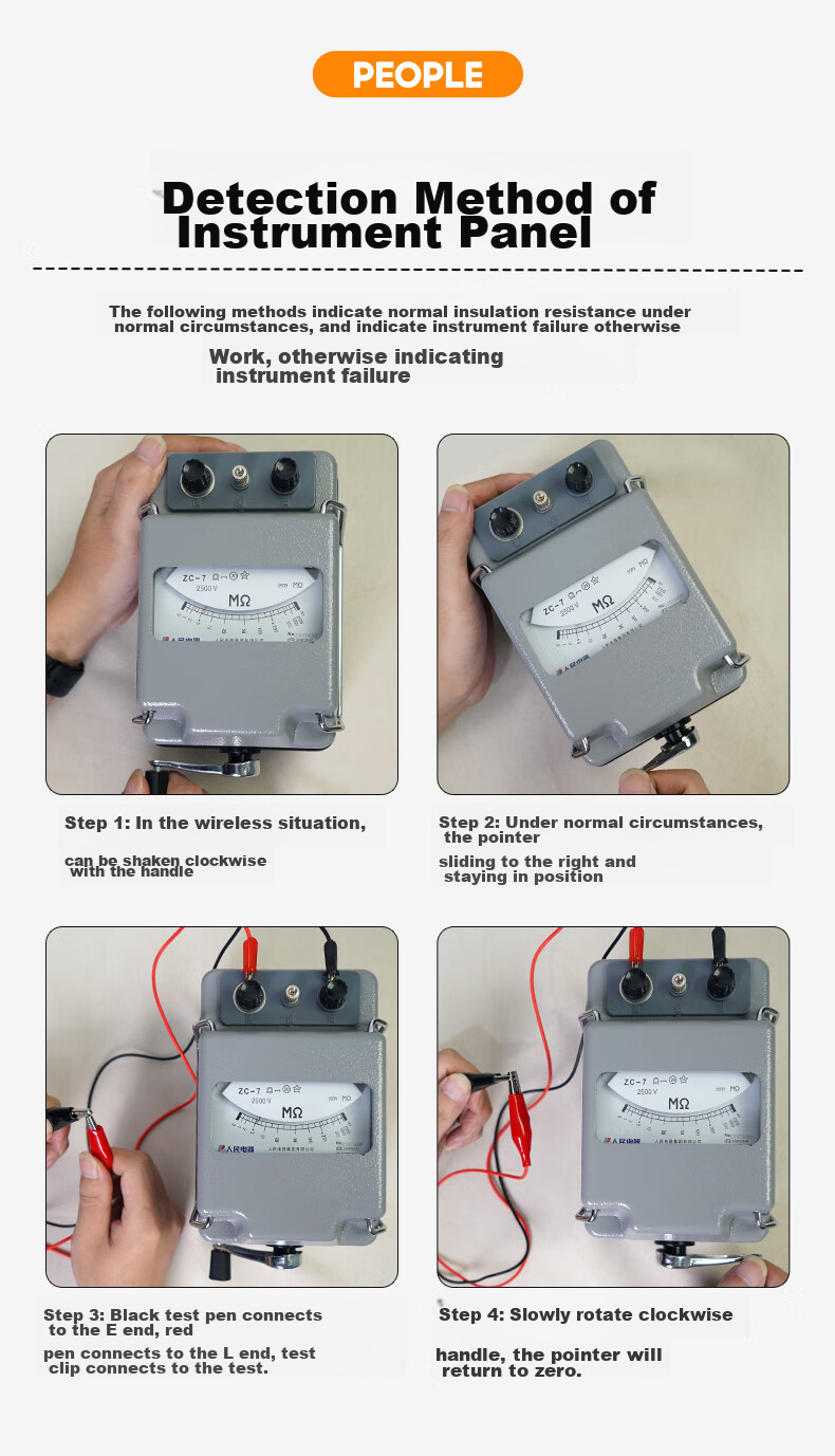 Renmin Megohmmeter Insulation Resistance Tester Electrician's Resistance Meter ZC-7 500V/500MΩ 11