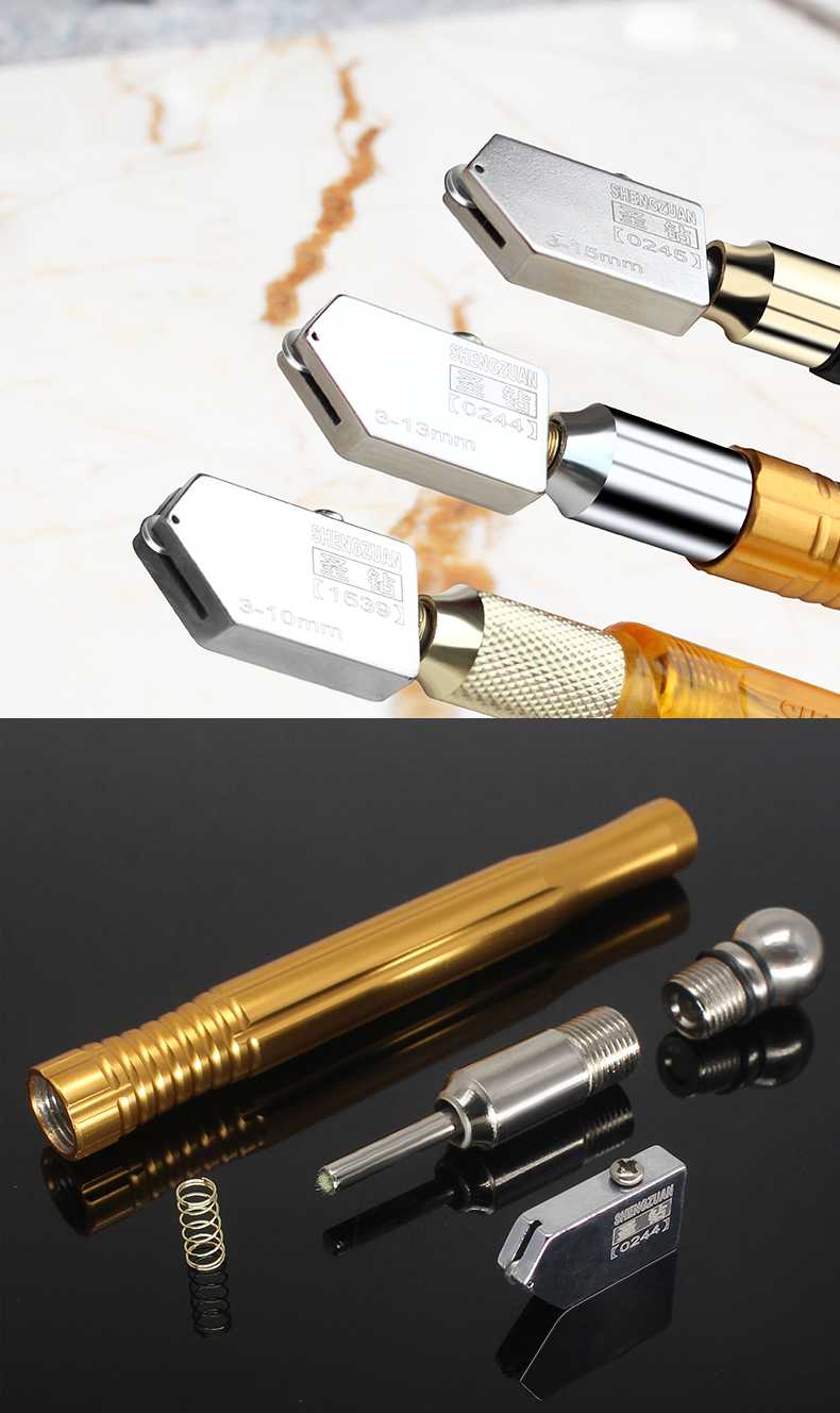 圣钻手动工具玻璃刀刀头金刚石划厚玻璃圆规刀瓷砖切割推家用使用切割