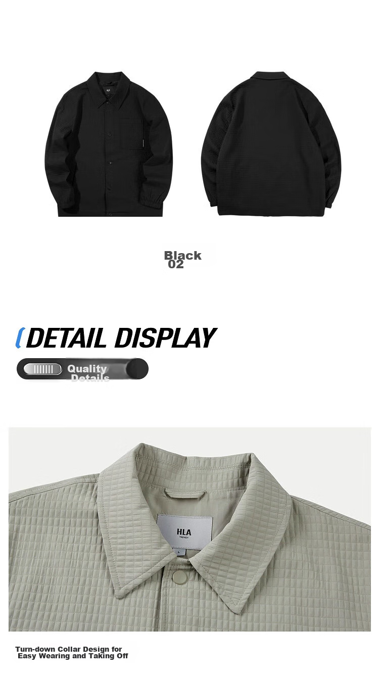 HLA Jacket for Men, POWER YOUNG Series, Lapel Plaid Coat for Men, Autumn Season, Chinese New Year 12